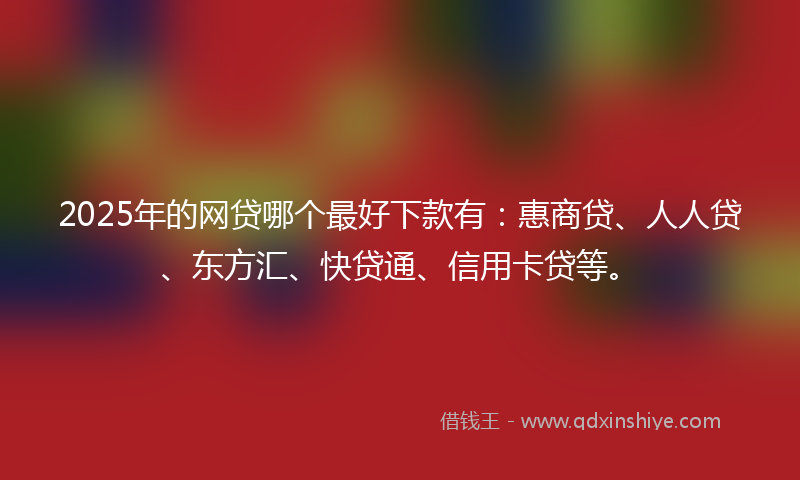 2025年的网贷哪个最好下款有：惠商贷、人人贷、东方汇、快贷通、信用卡贷等。