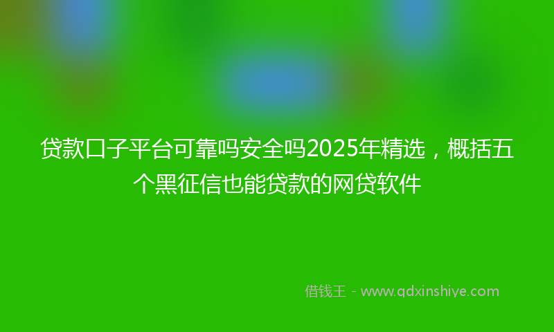 贷款口子平台可靠吗安全吗2025年精选，概括五个黑征信也能贷款的网贷软件
