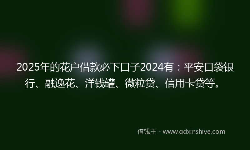 2025年的花户借款必下口子2024有：平安口袋银行、融逸花、洋钱罐、微粒贷、信用卡贷等。