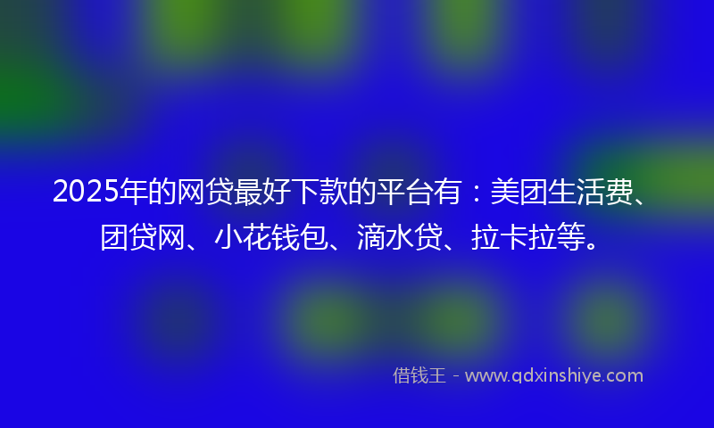 2025年的网贷最好下款的平台有：美团生活费、团贷网、小花钱包、滴水贷、拉卡拉等。