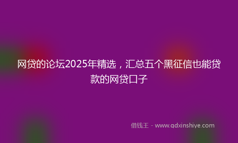 网贷的论坛2025年精选，汇总五个黑征信也能贷款的网贷口子