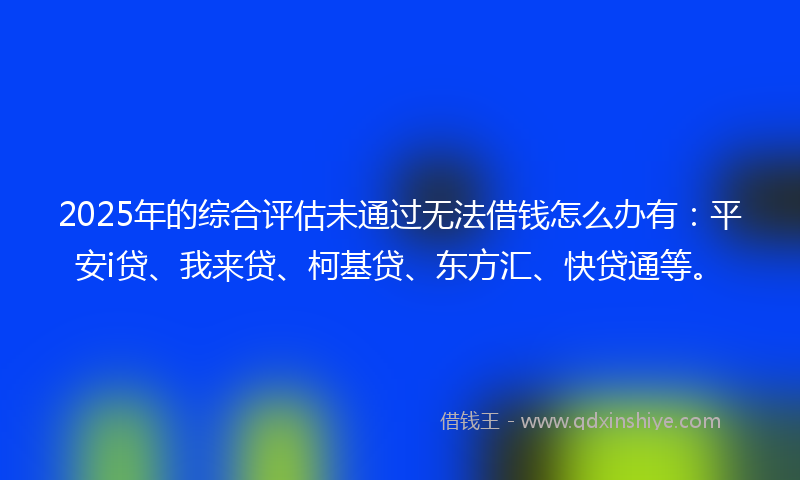2025年的综合评估未通过无法借钱怎么办有：平安i贷、我来贷、柯基贷、东方汇、快贷通等。