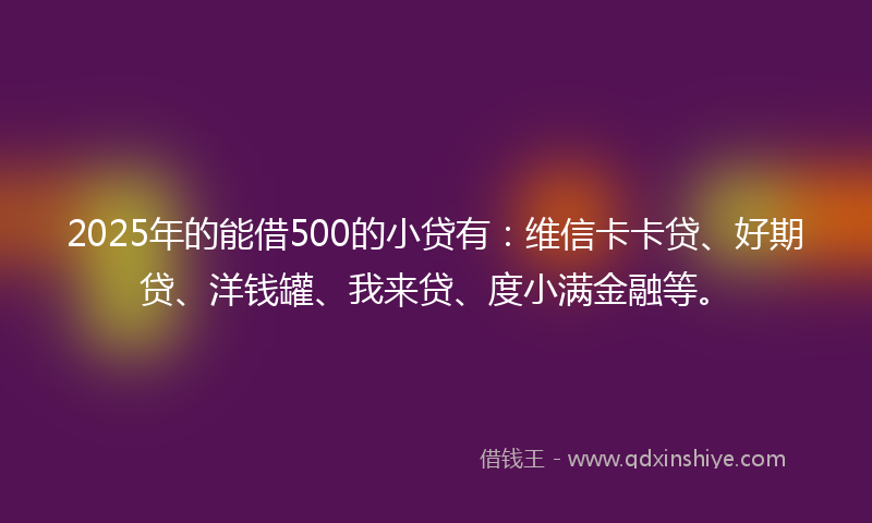 2025年的能借500的小贷有：维信卡卡贷、好期贷、洋钱罐、我来贷、度小满金融等。
