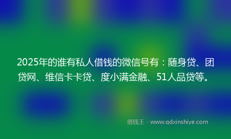 2025年的谁有私人借钱的微信号有：随身贷、团贷网、维信卡卡贷、度小满金融、51人品贷等。