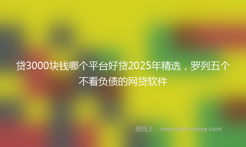 贷3000块钱哪个平台好贷2025年精选，罗列五个不看负债的网贷软件