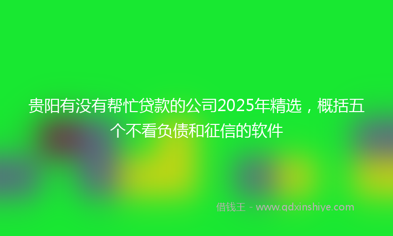 贵阳有没有帮忙贷款的公司2025年精选，概括五个不看负债和征信的软件