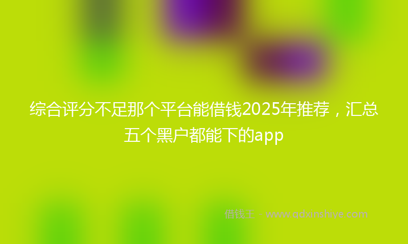 综合评分不足那个平台能借钱2025年推荐，汇总五个黑户都能下的app
