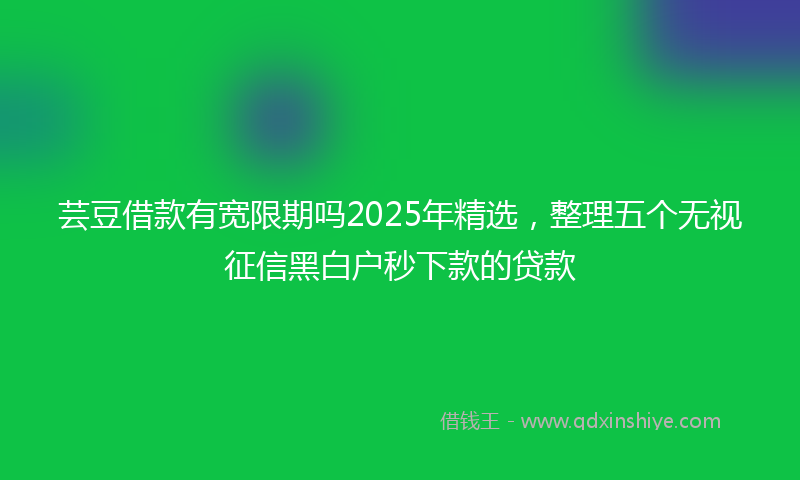 芸豆借款有宽限期吗2025年精选，整理五个无视征信黑白户秒下款的贷款