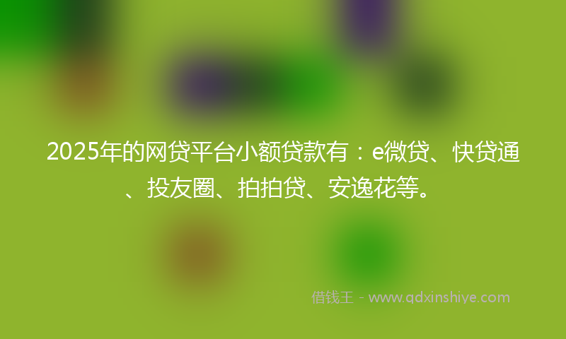 2025年的网贷平台小额贷款有：e微贷、快贷通、投友圈、拍拍贷、安逸花等。