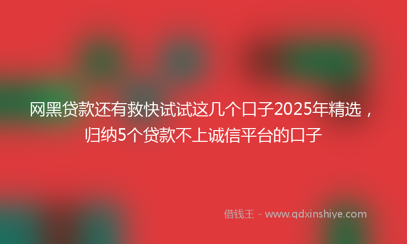 网黑贷款还有救快试试这几个口子2025年精选，归纳5个贷款不上诚信平台的口子