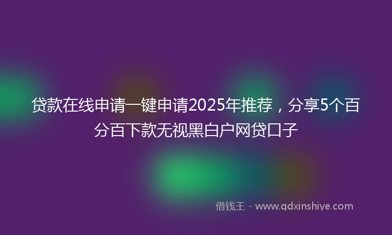 贷款在线申请一键申请2025年推荐，分享5个百分百下款无视黑白户网贷口子