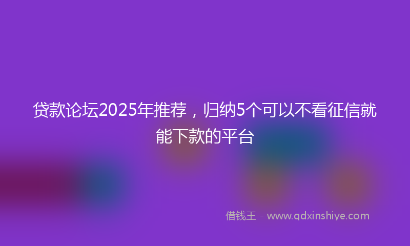 贷款论坛2025年推荐，归纳5个可以不看征信就能下款的平台