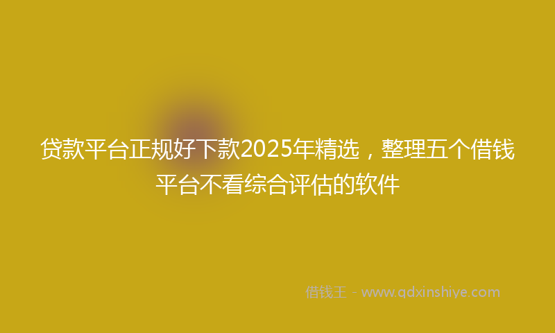 贷款平台正规好下款2025年精选，整理五个借钱平台不看综合评估的软件