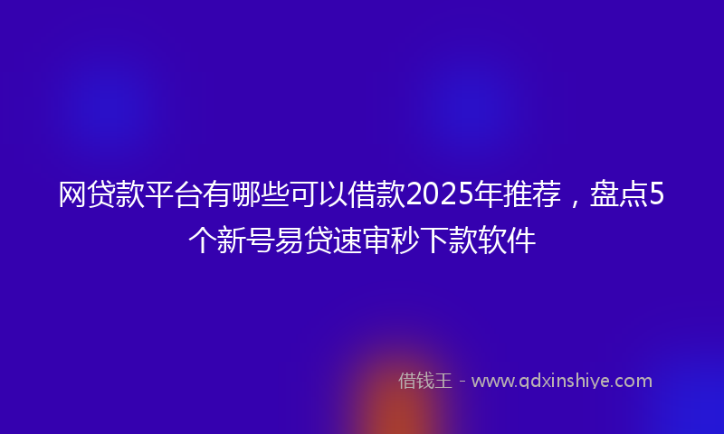 网贷款平台有哪些可以借款2025年推荐，盘点5个新号易贷速审秒下款软件