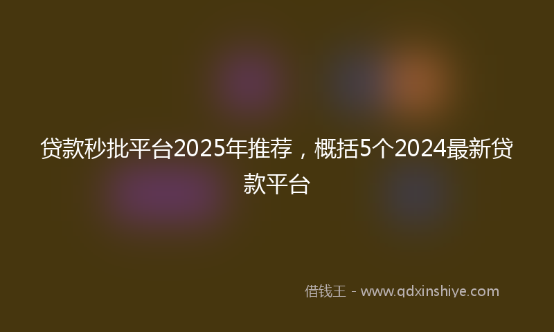 贷款秒批平台2025年推荐，概括5个2024最新贷款平台