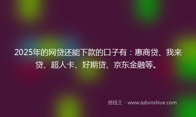 2025年的网贷还能下款的口子有：惠商贷、我来贷、超人卡、好期贷、京东金融等。