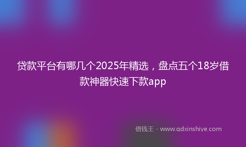 贷款平台有哪几个2025年精选，盘点五个18岁借款神器快速下款app