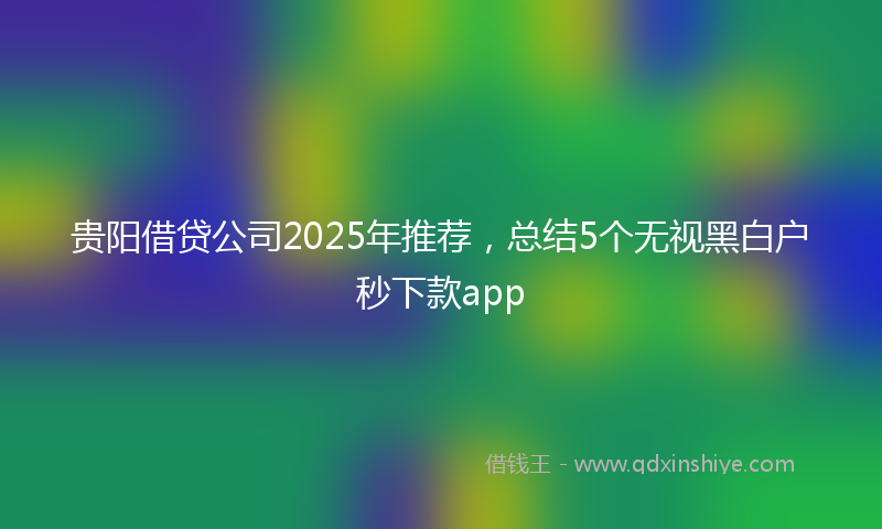贵阳借贷公司2025年推荐，总结5个无视黑白户秒下款app