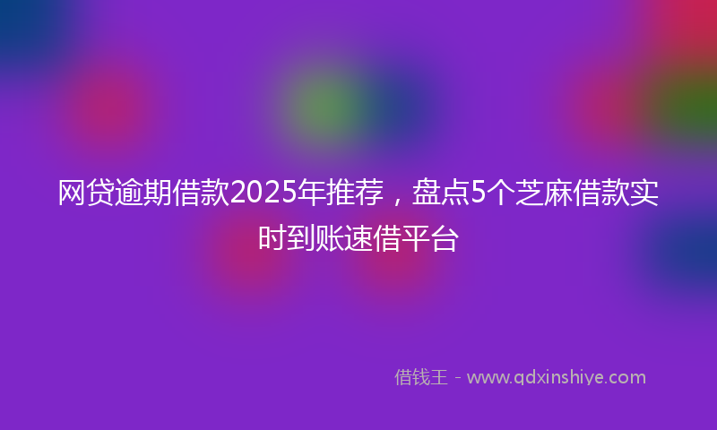 网贷逾期借款2025年推荐，盘点5个芝麻借款实时到账速借平台