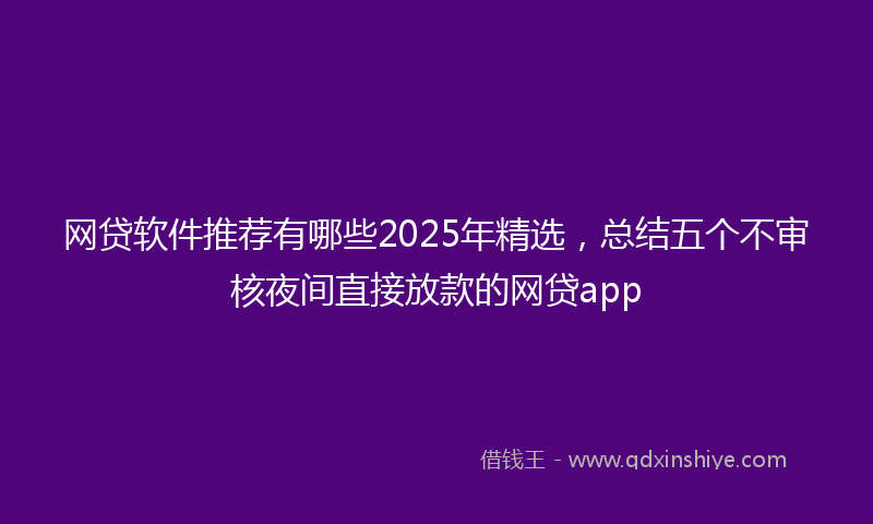网贷软件推荐有哪些2025年精选，总结五个不审核夜间直接放款的网贷app