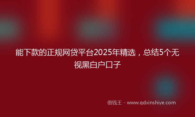 能下款的正规网贷平台2025年精选，总结5个无视黑白户口子