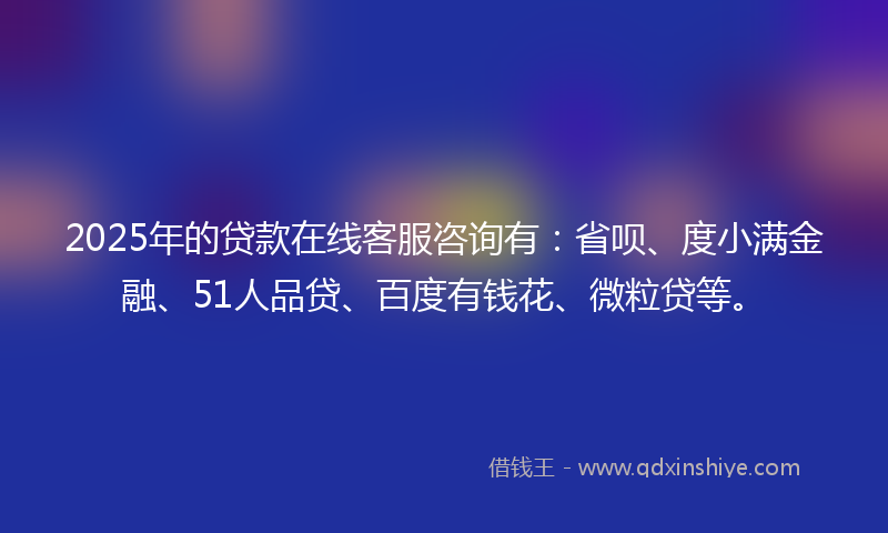 2025年的贷款在线客服咨询有：省呗、度小满金融、51人品贷、百度有钱花、微粒贷等。