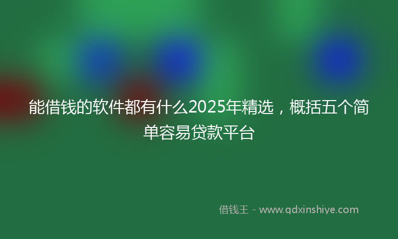 能借钱的软件都有什么2025年精选，概括五个简单容易贷款平台