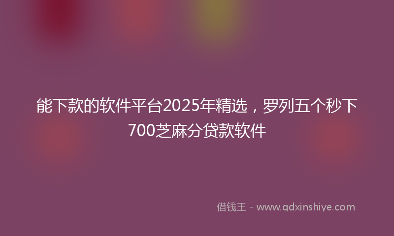 能下款的软件平台2025年精选，罗列五个秒下700芝麻分贷款软件