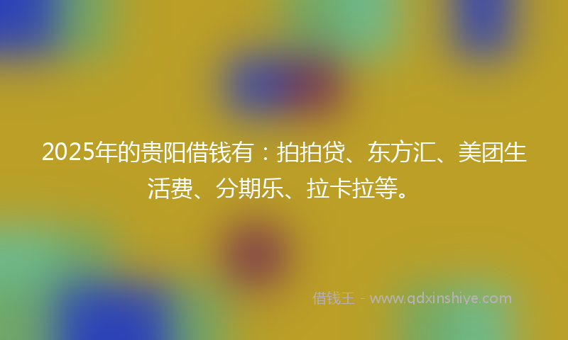 2025年的贵阳借钱有：拍拍贷、东方汇、美团生活费、分期乐、拉卡拉等。