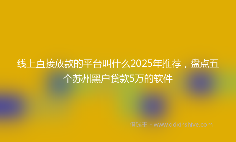 线上直接放款的平台叫什么2025年推荐，盘点五个苏州黑户贷款5万的软件