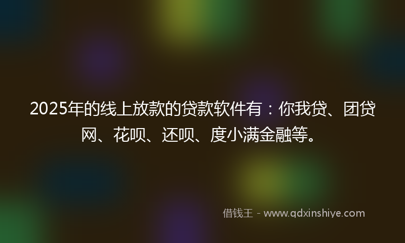 2025年的线上放款的贷款软件有：你我贷、团贷网、花呗、还呗、度小满金融等。