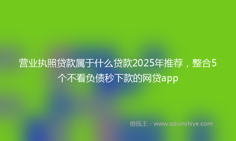 营业执照贷款属于什么贷款2025年推荐，整合5个不看负债秒下款的网贷app