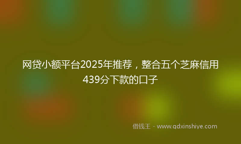 网贷小额平台2025年推荐，整合五个芝麻信用439分下款的口子