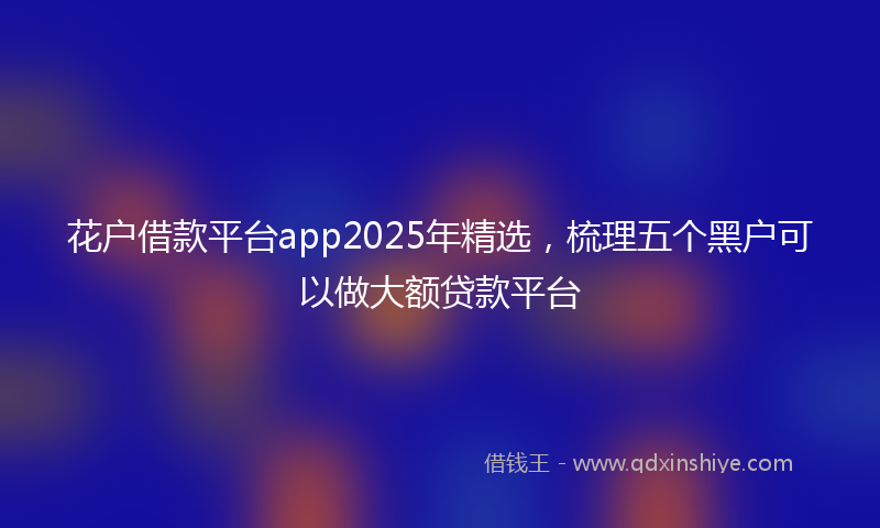 花户借款平台app2025年精选，梳理五个黑户可以做大额贷款平台