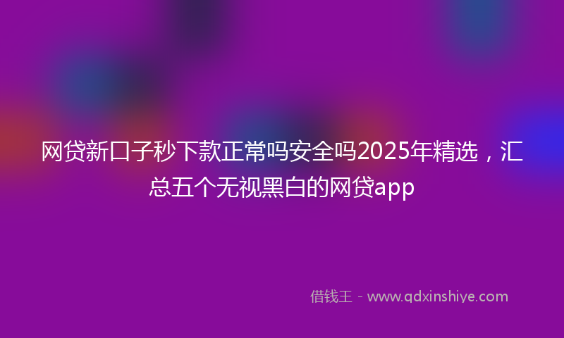 网贷新口子秒下款正常吗安全吗2025年精选，汇总五个无视黑白的网贷app