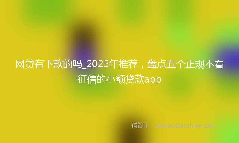 网贷有下款的吗_2025年推荐，盘点五个正规不看征信的小额贷款app