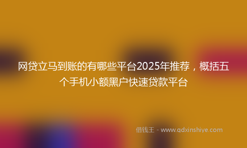 网贷立马到账的有哪些平台2025年推荐，概括五个手机小额黑户快速贷款平台