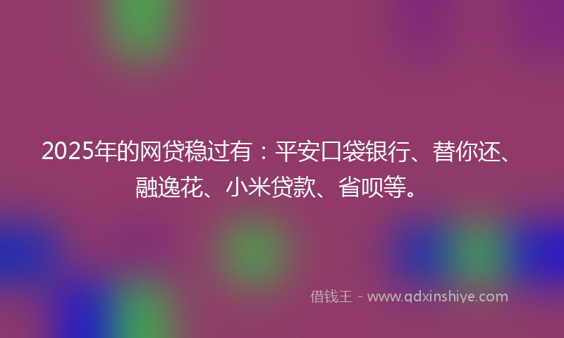 2025年的网贷稳过有：平安口袋银行、替你还、融逸花、小米贷款、省呗等。