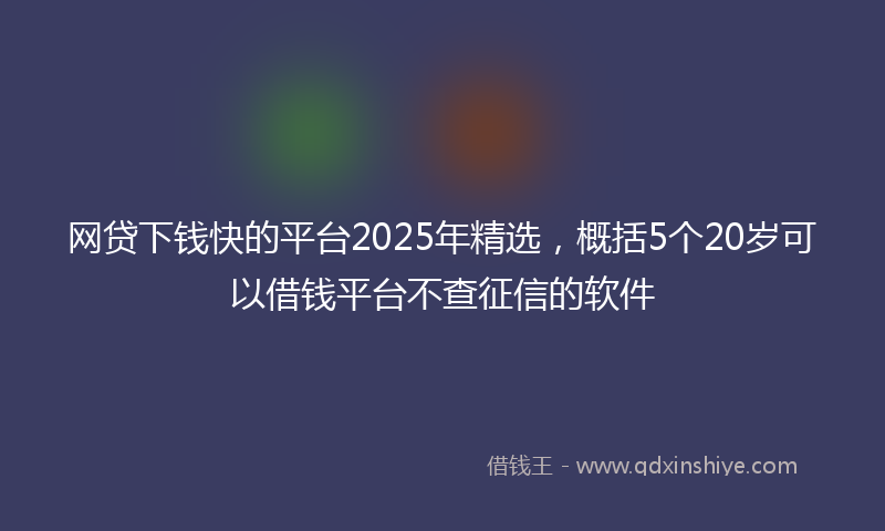 网贷下钱快的平台2025年精选，概括5个20岁可以借钱平台不查征信的软件