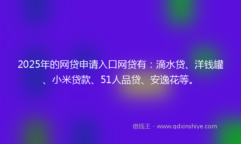 2025年的网贷申请入口网贷有：滴水贷、洋钱罐、小米贷款、51人品贷、安逸花等。