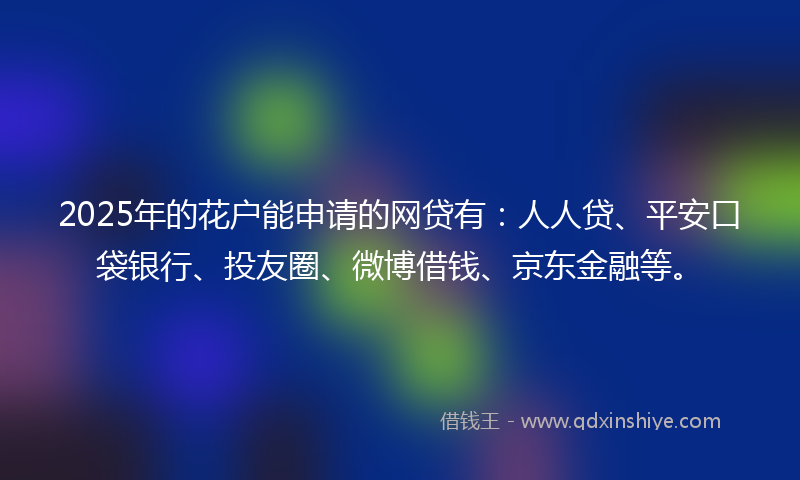 2025年的花户能申请的网贷有：人人贷、平安口袋银行、投友圈、微博借钱、京东金融等。