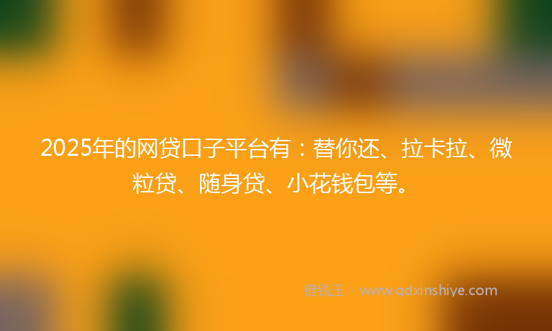 2025年的网贷口子平台有：替你还、拉卡拉、微粒贷、随身贷、小花钱包等。