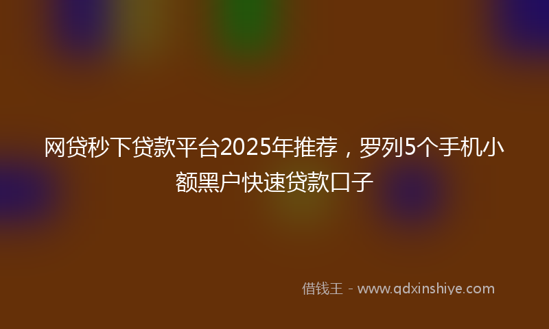 网贷秒下贷款平台2025年推荐，罗列5个手机小额黑户快速贷款口子