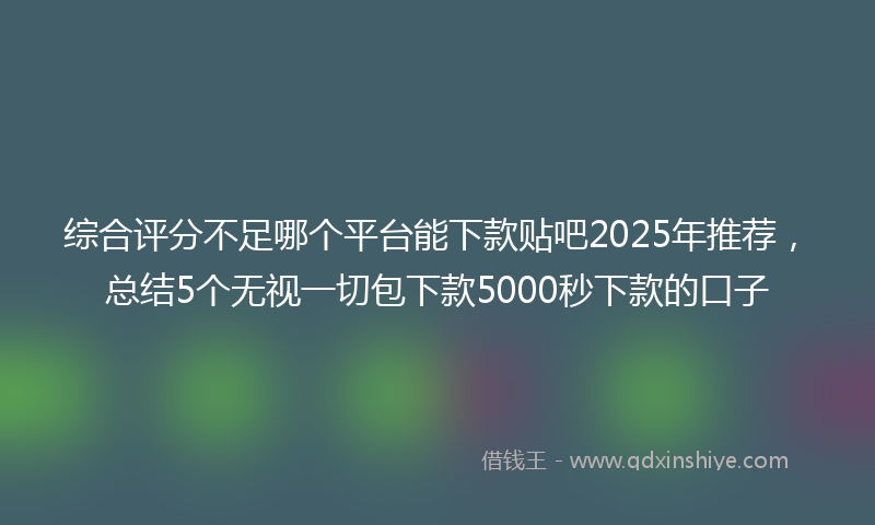 综合评分不足哪个平台能下款贴吧2025年推荐，总结5个无视一切包下款5000秒下款的口子