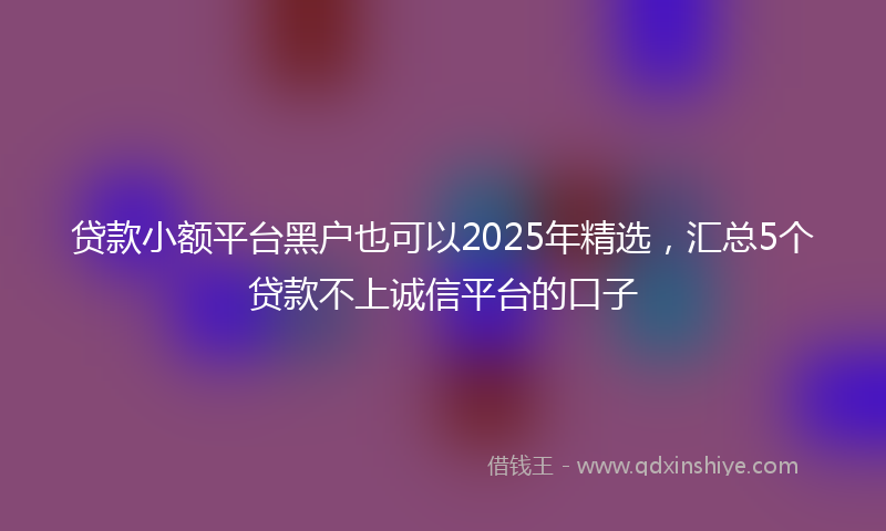 贷款小额平台黑户也可以2025年精选，汇总5个贷款不上诚信平台的口子