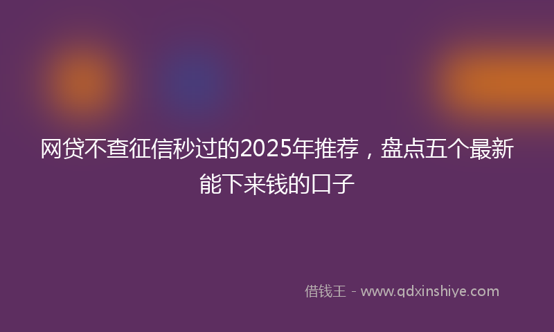 网贷不查征信秒过的2025年推荐，盘点五个最新能下来钱的口子