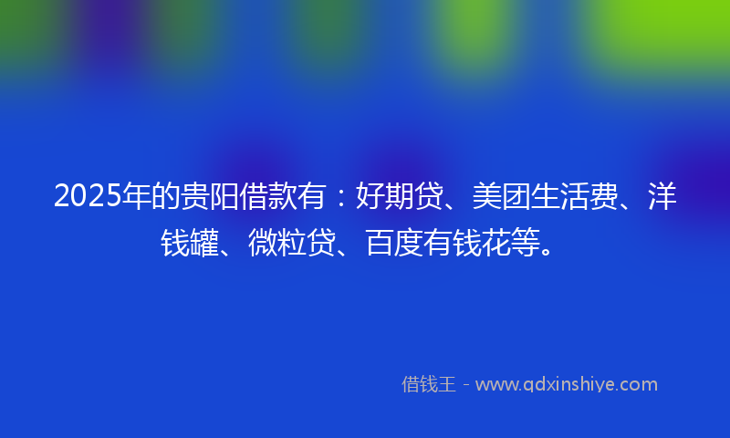 2025年的贵阳借款有：好期贷、美团生活费、洋钱罐、微粒贷、百度有钱花等。