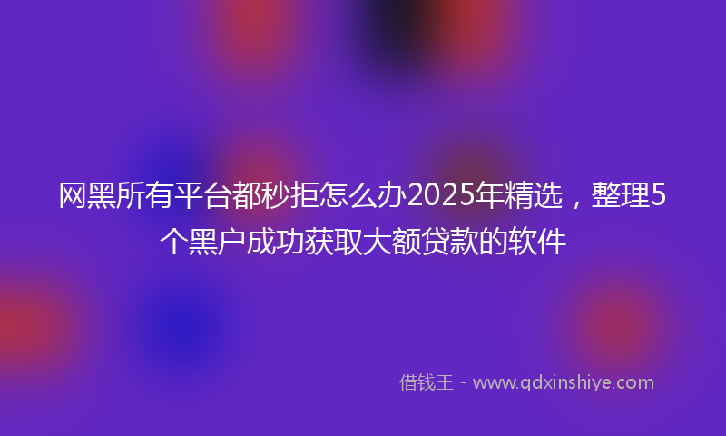 网黑所有平台都秒拒怎么办2025年精选，整理5个黑户成功获取大额贷款的软件