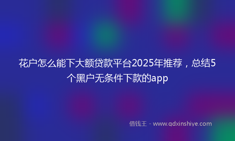 花户怎么能下大额贷款平台2025年推荐，总结5个黑户无条件下款的app