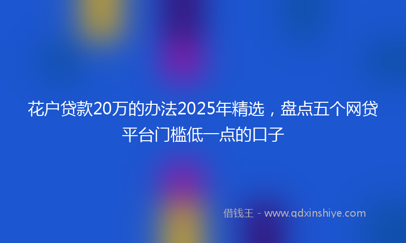 花户贷款20万的办法2025年精选，盘点五个网贷平台门槛低一点的口子